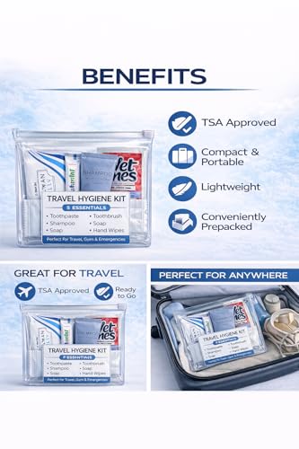 Travel Hygiene Kit 5-Piece TSA Approved Toiletry Set