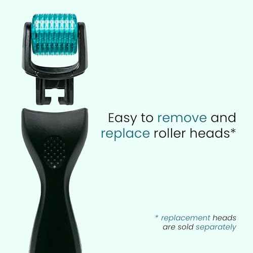 Gin Amber Beauty Derma Roller with Replaceable Head Design ? 192 Real individual needles, Micro Needling Roller for Face, Beard, and Scalp Care, 0.25mm Face Roller