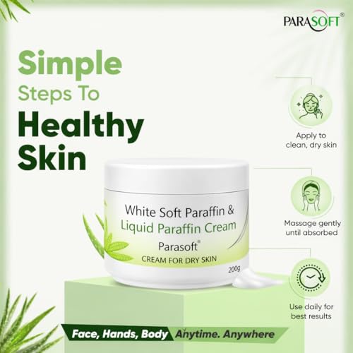Parasoft Moisturizing Cream with White Soft Paraffin & Liquid Paraffin (200 g / 7.05 oz) Nourishing Daily Hydration Cream for Dry Skin
