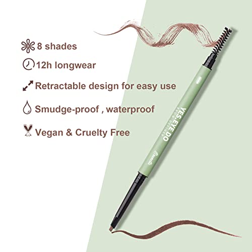 Grey Eyebrow Pencil for Older Women Soft, Ultra Slim Gray Eyebrow Pencil for Women, Double Head Brow Pen for Natural Look, Long Lasting, Sweatproof, Grey, YES.EYE DO