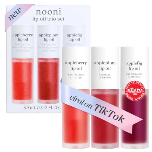 NOONI Korean Lip Oil Set - Appleberry, Appleplum & Applefig Tinted Gloss Trio