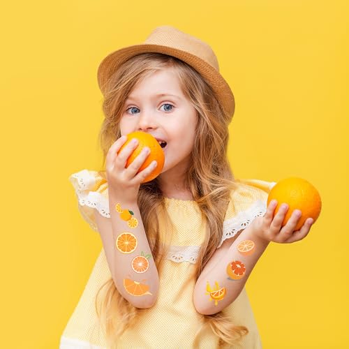 300 Little Orange Cutie Themed Tattoos Temporary Stickers Tangerine Theme Clementine Fruit Baby Shower Orange Clementine Birthday Party Decorations Supplies(30 Sheets)