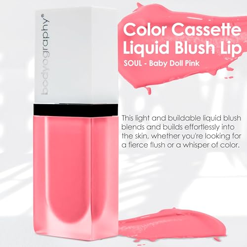 Bodyography Color Cassette Liquid Blush and Lip Tint - Multi Tasking Liquid Blush and Lip Product (Baby Doll Pink)