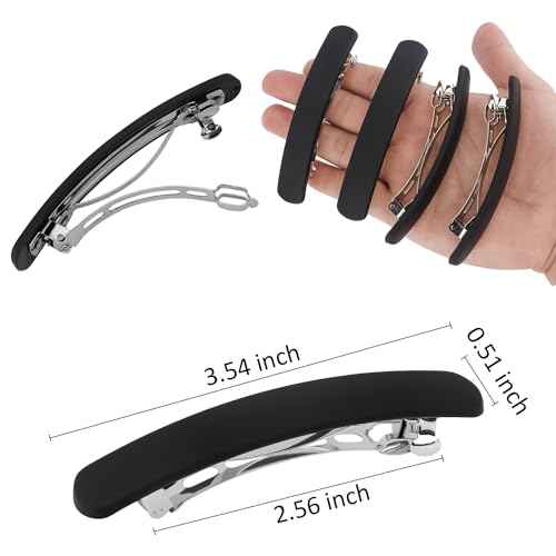 Hair Clip, Black Matte Barrettes for Women 4Pcs, Flat Hair Clips for Thin Fine Hair, Hair Pins for Short Medium Hair, Cute Hair Accessories for Women Girls