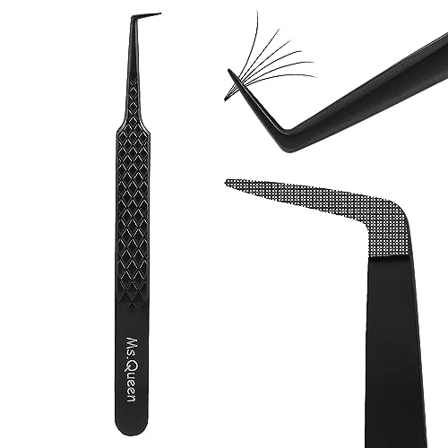 Ms.Queen Lash Extension Tweezers - 90° Fiber Tip Diamond Grip