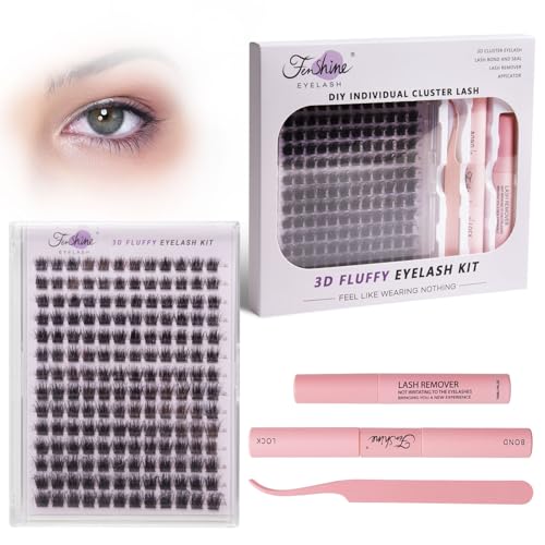 Fenshine Cluster Lashes 9-15mm DIY Eyelash Extension Kit (144pcs)