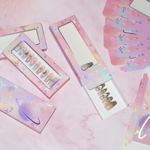 74PCS Press On Nails Packaging Set with Boxes & Stickers