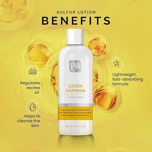 Pili Sulfur Lotion ? Helps Control Oily Skin & Reduce Shine ? Lightweight Face & Body Skincare ? Fast-Absorbing & Non-Greasy Formula ? 4.2 fl. oz. (Pack of 2)