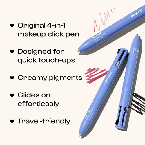 Alleyoop Pen Pal 4-in-1 Makeup Pen ? Comes with Eyeliner, Lip Liner, Highlighter Makeup & Eyebrow Pencils for Women ? Portable, Touch-Up On the Go ? Cruelty-Free, Vegan (Making Mauve (Light - Medium)
