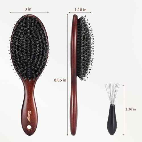 Hair Brush, Boar Bristles Hair Brush for Women Men Kids, Boar & Nylon Bristle Brushes for Smoothing Massaging Scalp Detangling Wet/Dry Hair, Reduce Frizz Dry Restore Natural Shine
