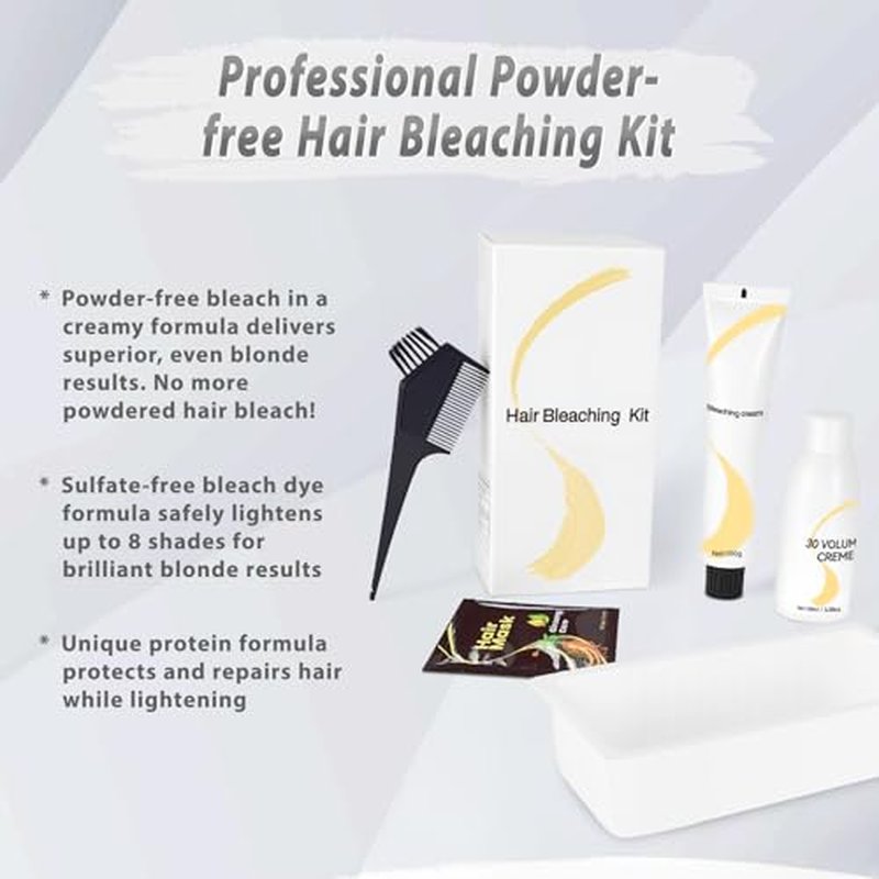 Ammonia-Free Hair Bleach Cream Kit - Lifts 8 Levels