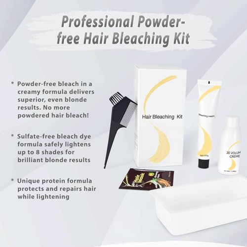 JUANCHI Ammonia-Free Hair Bleach Kit - Lift Up to 8 Levels, No Drip Lightening for Home Use