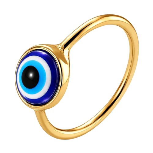 Ello Elli Gold Evil Eye Ring for Women | Stainless Steel