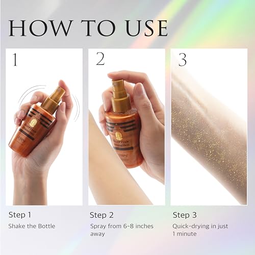 Egyptian Diamond Hair, Face & Body Glitter Mist - Gold 2.37oz | Quick-Drying, Long-Lasting Shiny Spray for Clothes, Rave, Festival, Travel Essentials | TikTok Trend Items