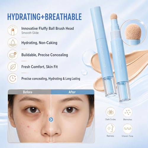 2-in-1 Liquid Foundation & Concealer Pen, Beige (2pcs)