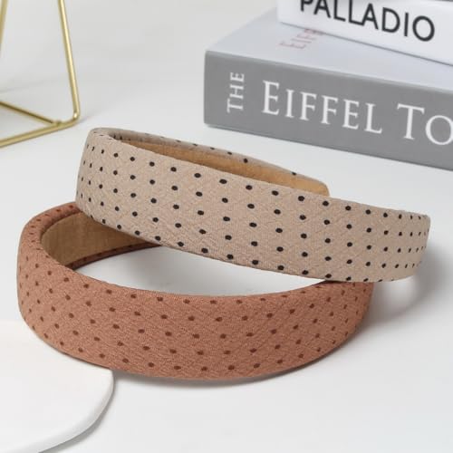 Polka Dot Headbands for Women, 4-Pack | Wide Fabric Hair Bands