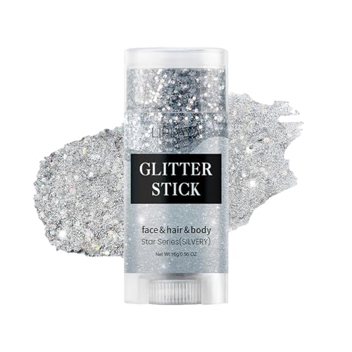 Silver Face and Body Glitter Stick,Holographic Neon Accessories Outfit Singer Concert Sparkling Festival Rave Glitter Makeup