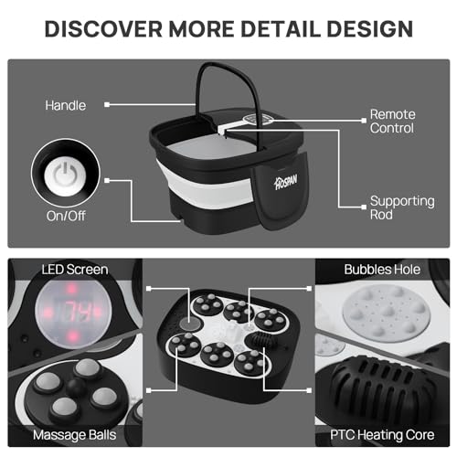 Collapsible Electric Foot Spa with Heat & Remote Control - Shiatsu Massage