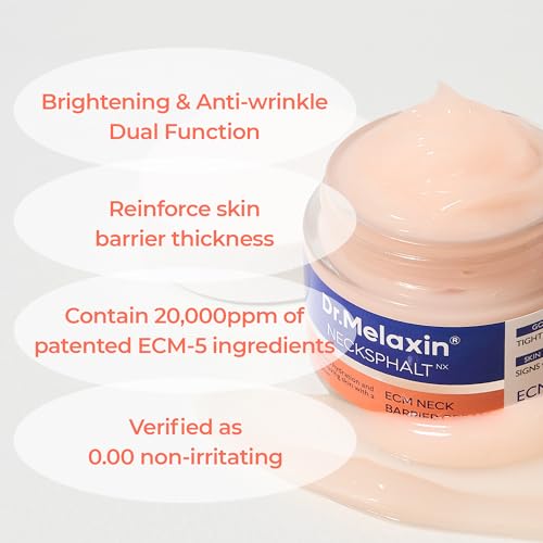 Dr.Melaxin Necksphalt ECM Barrier Cream for Anti-Aging Neck Skin, Tightening Wrinkles for an Even Skin Tone and Neck Lift, 1.69 fl oz (50ml)