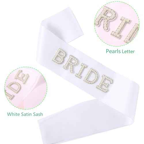 Bride Sash with Pearls and Rhinestones, Bride to Be Sash Gift, Bachelorette Party Sash Accessories, Bachelorette Party Decorations, Bridal Shower Gift Wedding Decorations