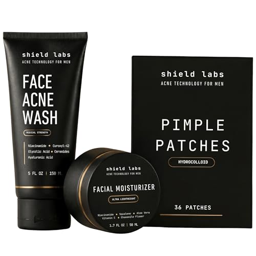 Shield Men's Acne System - Face Wash, Moisturizer & Patches