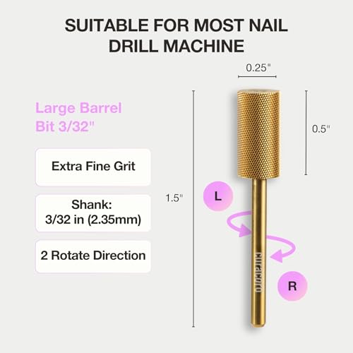 Large Barrel Carbide Nail Drill Bit 3/32'' Extra Fine Grit