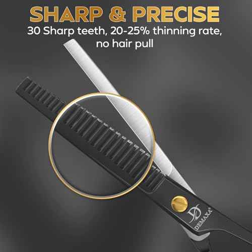 Thinning Shears for Hair Cutting - DEMAXA Hair Thinning Scissors Professional Barber¡¯s Texturizing Shears for Salon & Home Use - 6.5-inch Black High Carbon Stainless Steel Thinning Sheers