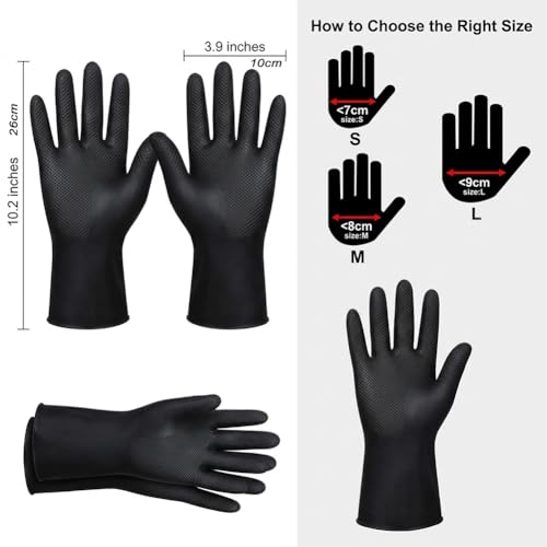 Reusable Black Hair Dye Gloves - Professional Rubber Salon Accessories (2 Pcs)
