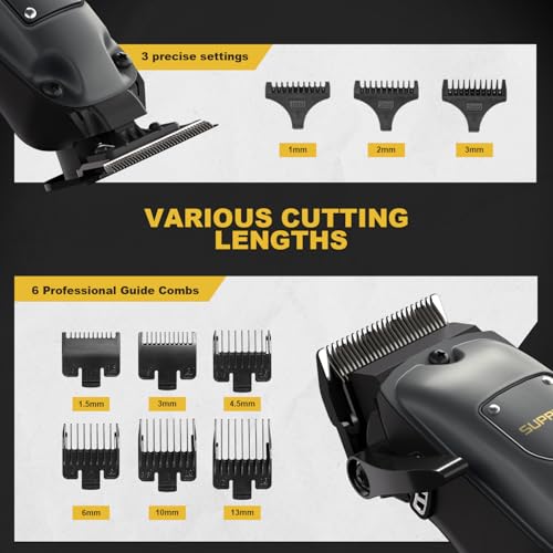 SUPRENT Cordless Hair Clippers for Men - USB-C Rechargeable Trimmer Kit