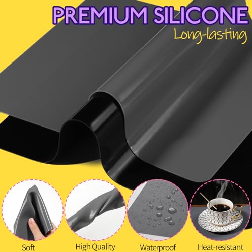 LEOBRO Silicone Mat, Silicone Mats for Crafts, 2 Pack Silicone Mat for Jewelry Resin Molds, 11.69" x 8.26" Silicone Mats for Epoxy Resin, Resin Molds, DIY Art Crafts, Dark Gray & Black Silicone Mat