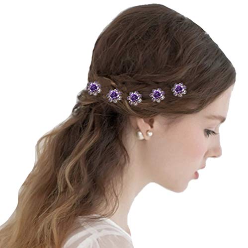 inSowni 40pcs Bridal Wedding Rhinestone Rose Flower U-shaped Hair Pins & 6pcs Twist Pearl Hairpins Headpiece Set in Gift Box for Women Girls Bridesmaid (Green Set)