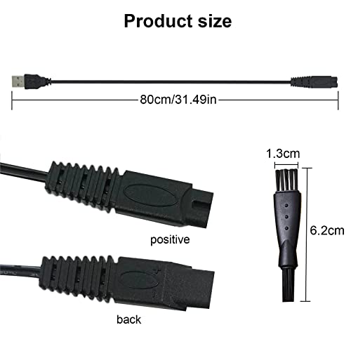 2 Pack Shaver Charger USB Cord for Microtouch Solo Electric Shaver Solo Trimmer Charging Cable 31.5 in with 4 Cleaning Brush