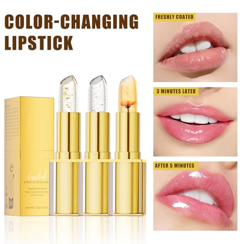 Color Changing Jelly Lipstick with 24K Gold - Temperature & pH Activated