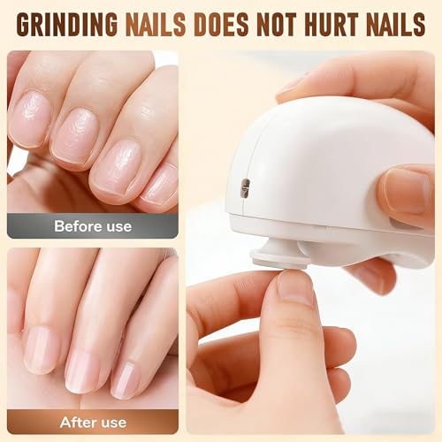Electric Nail Clipper, Electric Nail Clippers for Seniors, Universal Automatic Fingernail Grinder, Electric Nail Clippers with LED Light and 3 Speed Settings for Safe Nail Care (1PC-White)