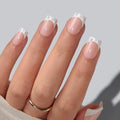 BTArtbox Press On Nails Short Square XS White French Tip 32Ct