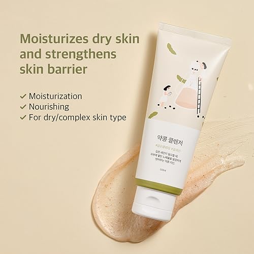 ROUND LAB Soybean Nourishing Cleanser | Scrub foam cleanser, Gentle exfoliation, Remove blackheads and excess sebum, a potent plant-derived ingredient (5.07fl.oz)