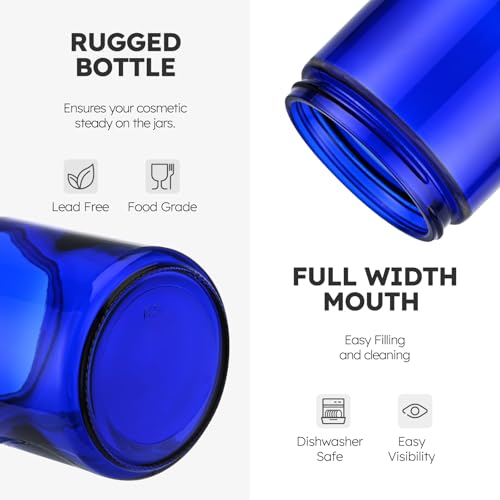 8oz Blue Glass Jars with Lids - 3 Pack for Candles & Storage