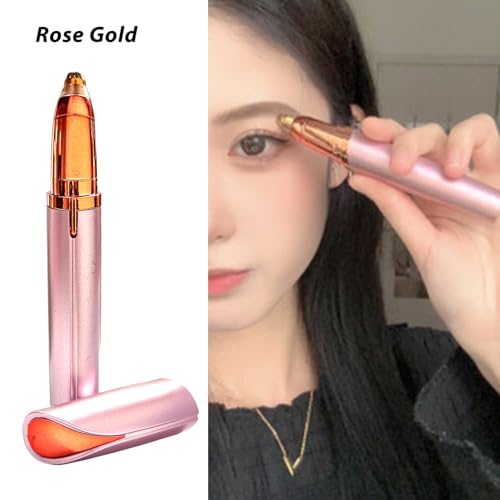 2 Pack USB Rechargeable Portable Electric Eyebrow Trimmer Pen for Women,Painless Precision Eyebrow Hair Remover, Safe Eyebrow Shaver Razor Tool for face Leg Lip Armpit Hand(Rose Gold)