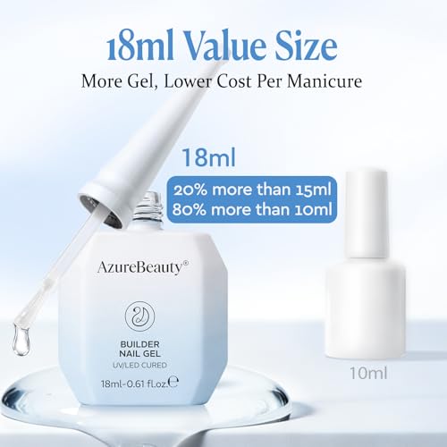 Clear Builder Gel for Nails 18ml - 7-in-1 Nail Strengthener & Extension - AzureBeauty - Clear / 0.61 Fl Oz (Pack of 1)