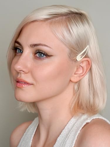 Heliums 2 Inch Snap Clips - Light Blonde Off White - 12 Count, Metal Hair Barrettes for Women, Thin Hair and Kids, Enamel Matte Finish Blends with Hair Color