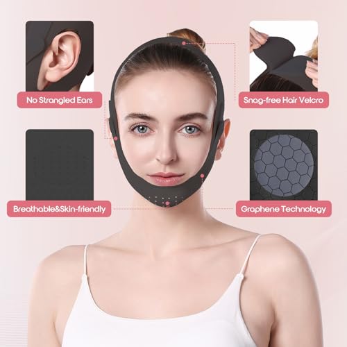 Chin Strap for Sleeping, Double Chin Strap - Double Chin Mask & Face Slimming Mask - Breathable Face Lifter & V Line Mask - Reusable Vline Face Lifting Mask for Women, Chin Lift Mask, Black