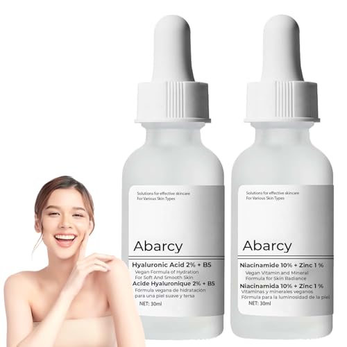 Bundle Face Care Set Facial Treatment: Hyaluronic Acid with 2% + Vitamin B5 and Niacinamide 10% + Zinc 1%, Hydrating Face Serum for Women Radient And Smooth Skin, Anti-Aging