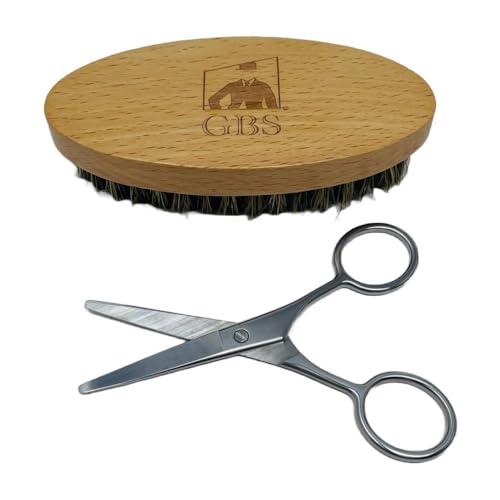 G.B.S Beard Grooming Set Includes Beard Oil, Beard Balm, 3" Boar Bristle Brush, 7 Inches Dressing Comb, 5 Inches Shave Razor and 10 Blades, 3" Mustache Comb, Trimming Scissors, Pack of 8
