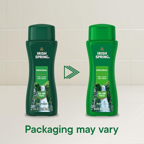 Irish Spring Men's Body Wash Shower Gel, Original Clean, Travel Size Body Wash, 3.40 Fl Oz (Pack of 24)
