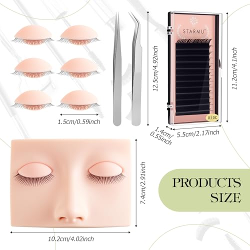 Eyelash Extension Practice Kit with Mannequin Head & 4 Replaceable Eyelids