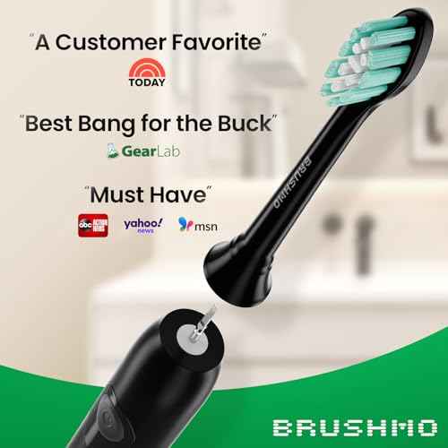 Brushmo Plaque Control Replacement Toothbrush Heads, Compatible with Philips Sonicare Click-on Electric Toothbrush Handles, 8 Standard Replacement Heads, SoftDuPont Bristles, BM928bk, Black