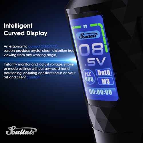 EZ Tattoo Gun - 6 Strokes 2.5-4.8mm Tattoo Machine Pen with Extra OLED Digital Display 1600mAh Battery Power Rotary Tattoo Gun for Beginners and Artists (Soultats Pro Black)