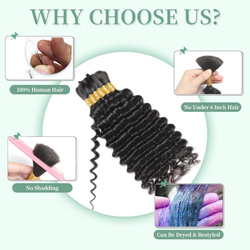 Goday 150g 6 Bundles Boho Braiding Hair 18 Inch Wet & Wavy Curly Human Hair for Braiding