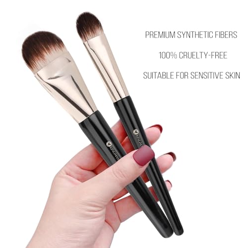 KINGMAS 2Pcs Flat Foundation & Concealer Brush Set - Korean Makeup Tools for Liquid & Cream Blending