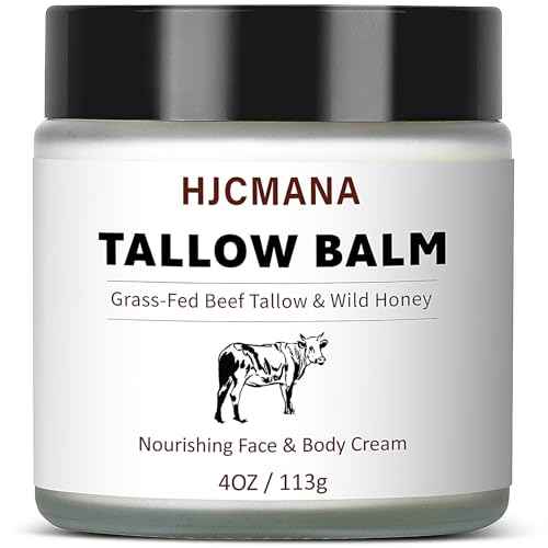 Beef Tallow for Skin 4 OZ, Natural Unscented Tallow and Honey Balm, Grass Fed Beef Tallow for Face and All Skin Types